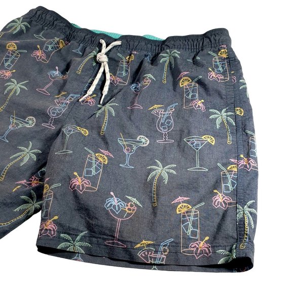 Goodfellow Mens Swim Suit Trunks Tropical Drinks Hawaiian Vacation Beach Pool - Picture 3 of 8